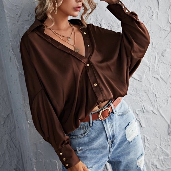 Tops - Silky Brown Top